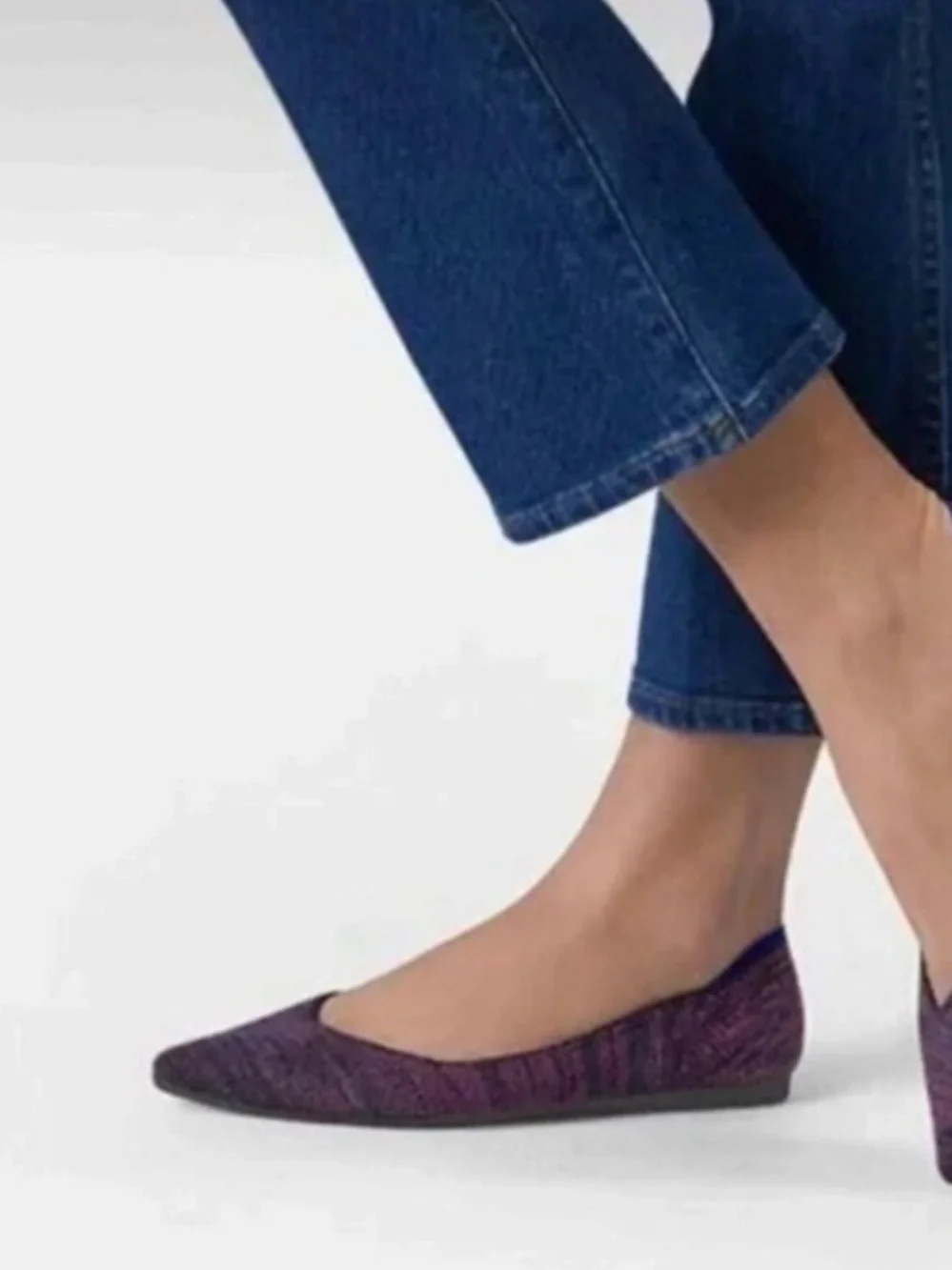 Rothy's The Point Magenta Heather Purple Pointed Flats Size 8.5 w/ Box